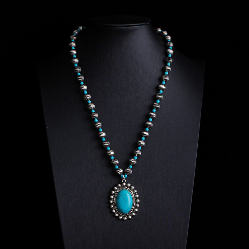 Fashionable Retro Ethnic Style Turquoise Necklace
