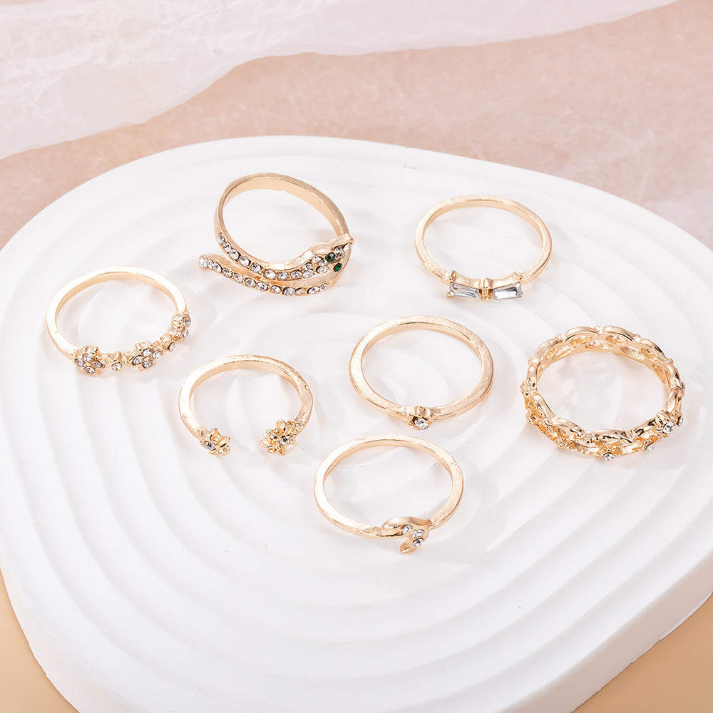 Damen hohler Mond schlangenförmiger Ringsatz