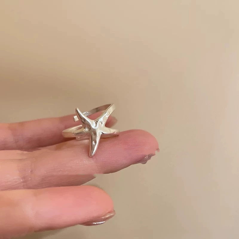 Simple Silver Star Ring For Women, Light Luxury Minimalist Index Finger Ring, Fashion Personality Jewelry Wholesale