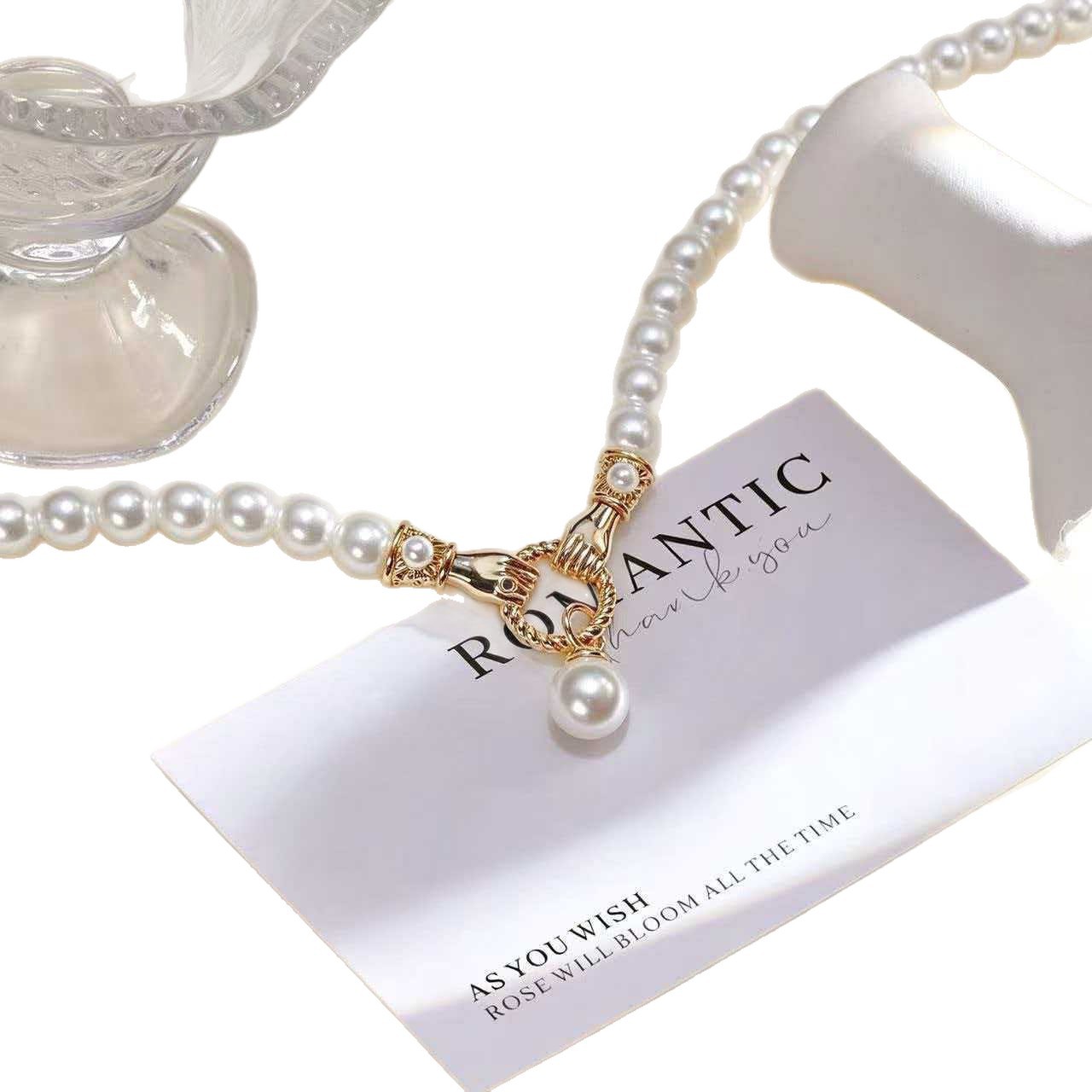 French-style Camellia Pearl Necklace For Women