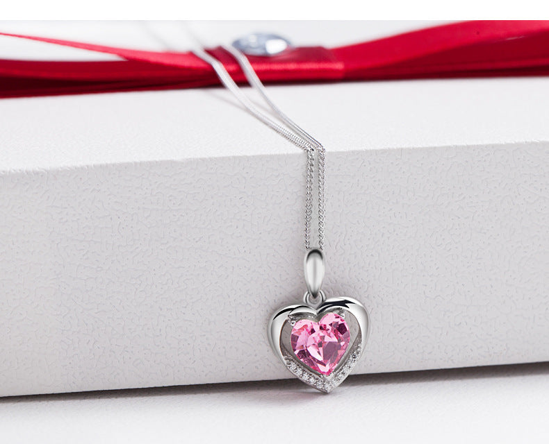 Women's Clavicle Simple Lapis Lazuli Heart Pendant