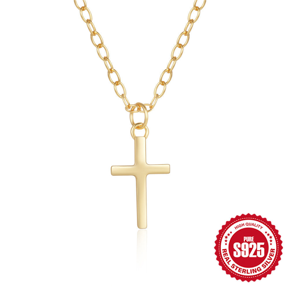 Minimalist S925 Sterling Silver Instagram-Style Scenic Surface Classic Cross