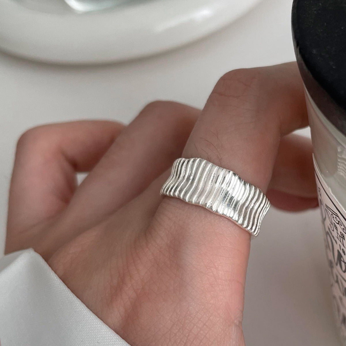 S925 Silber Damenringe, High-End Minimalistische, Nicht Verblassende Vintage-Bänder