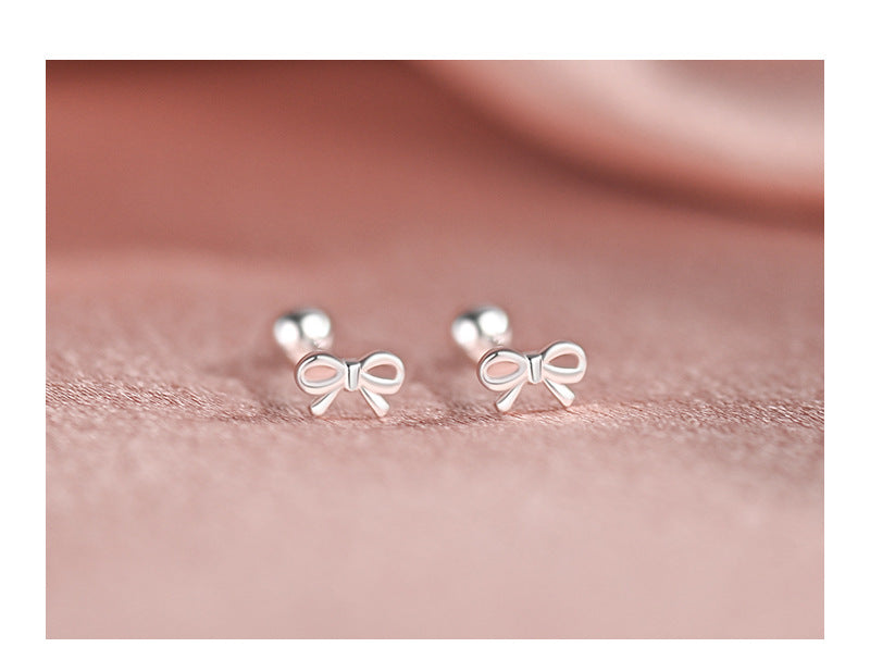 S999 Sterling Silber Bogen Ohrstecker, vielseitig für Alltag & Pendeln, ideal für beste Freundinnen, Damen Knorpel Tragus Piercing mit einzigartigem minimalistischem Design