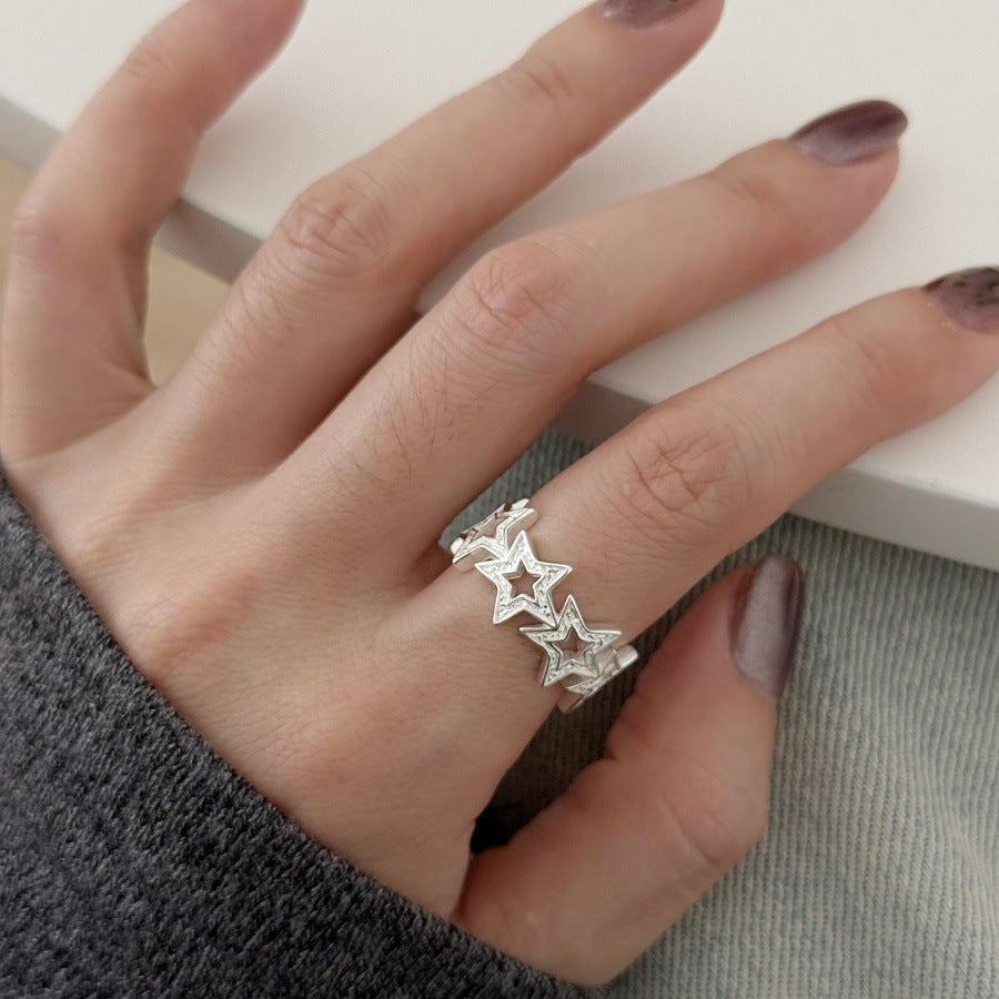 S925 Sterling Silber Damenringe, minimalistischer, anlaufgeschützter Vintage-Schmuck