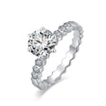 Classic Honeycomb Six-Prong Simulated Diamond Ring, Moissanite Hexagonal Band