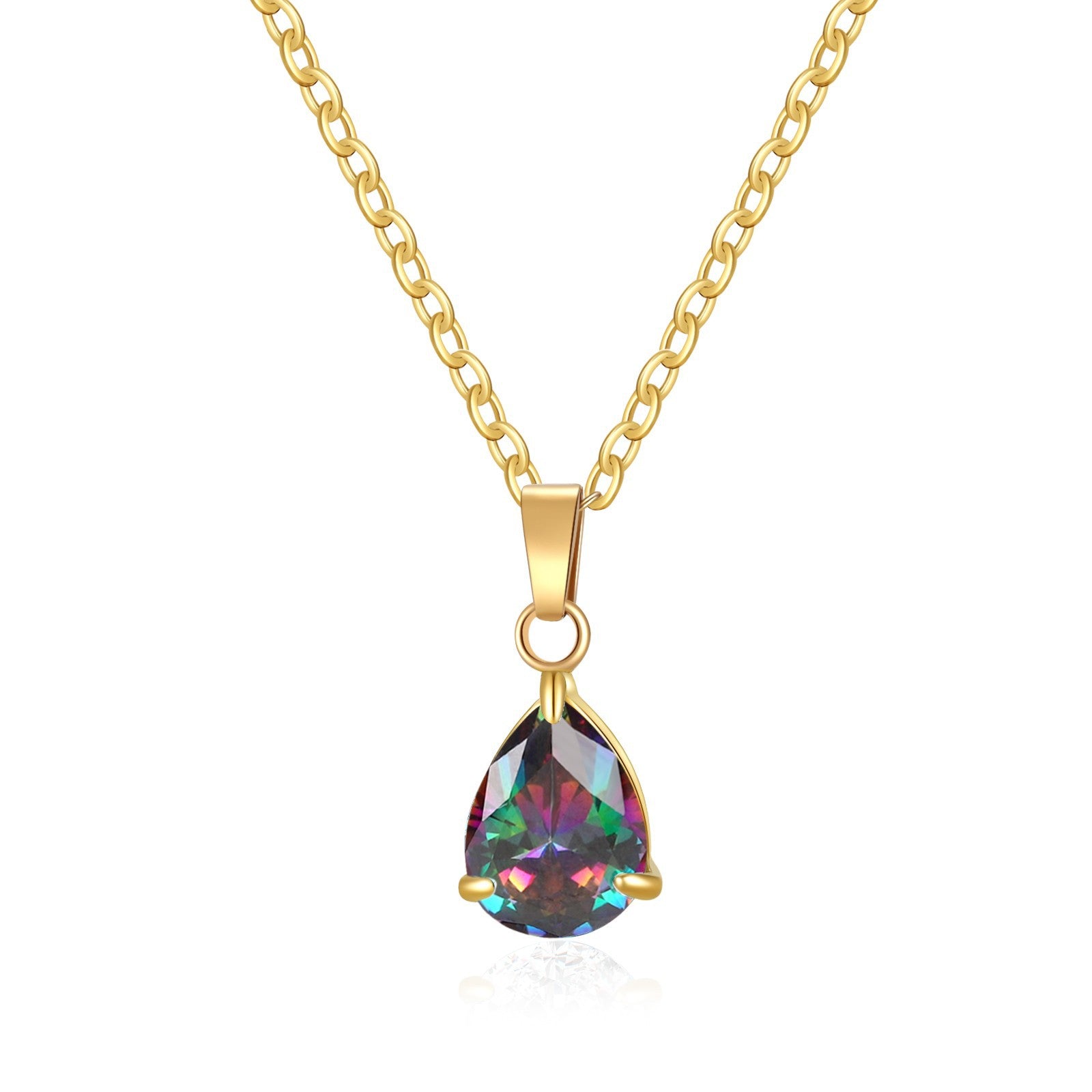 3A Water Drop Zircon Small Pendant Solitaire Pear-Shaped Zircon Womens Clavicle Chain