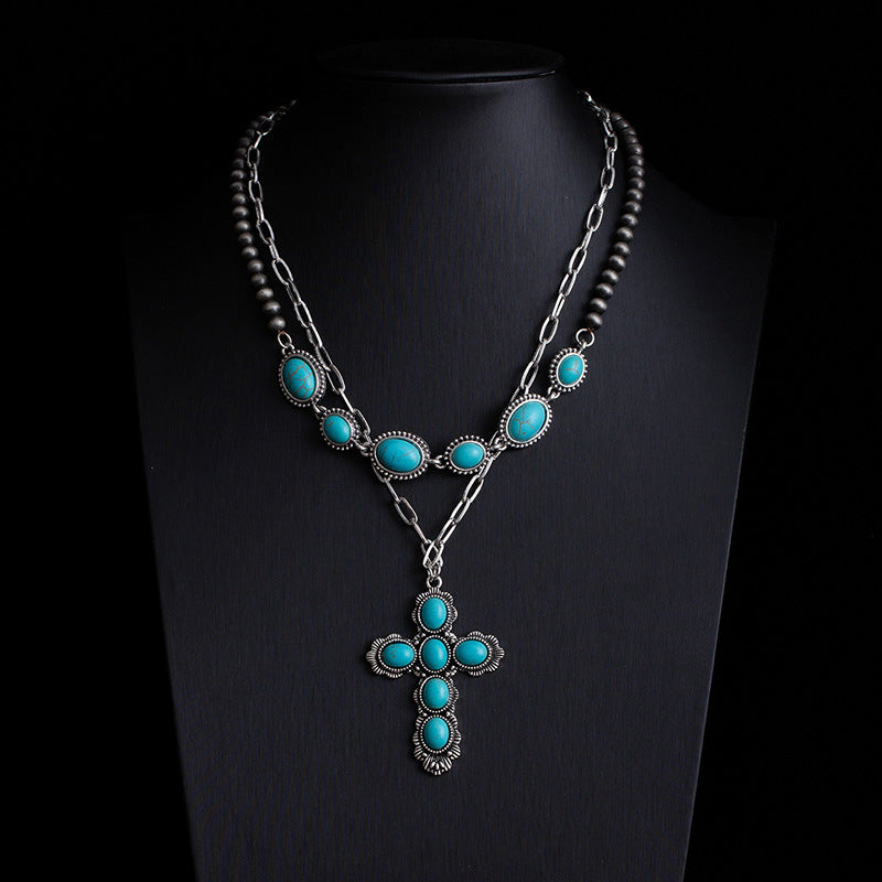 Fashionable Retro Ethnic Style Turquoise Necklace