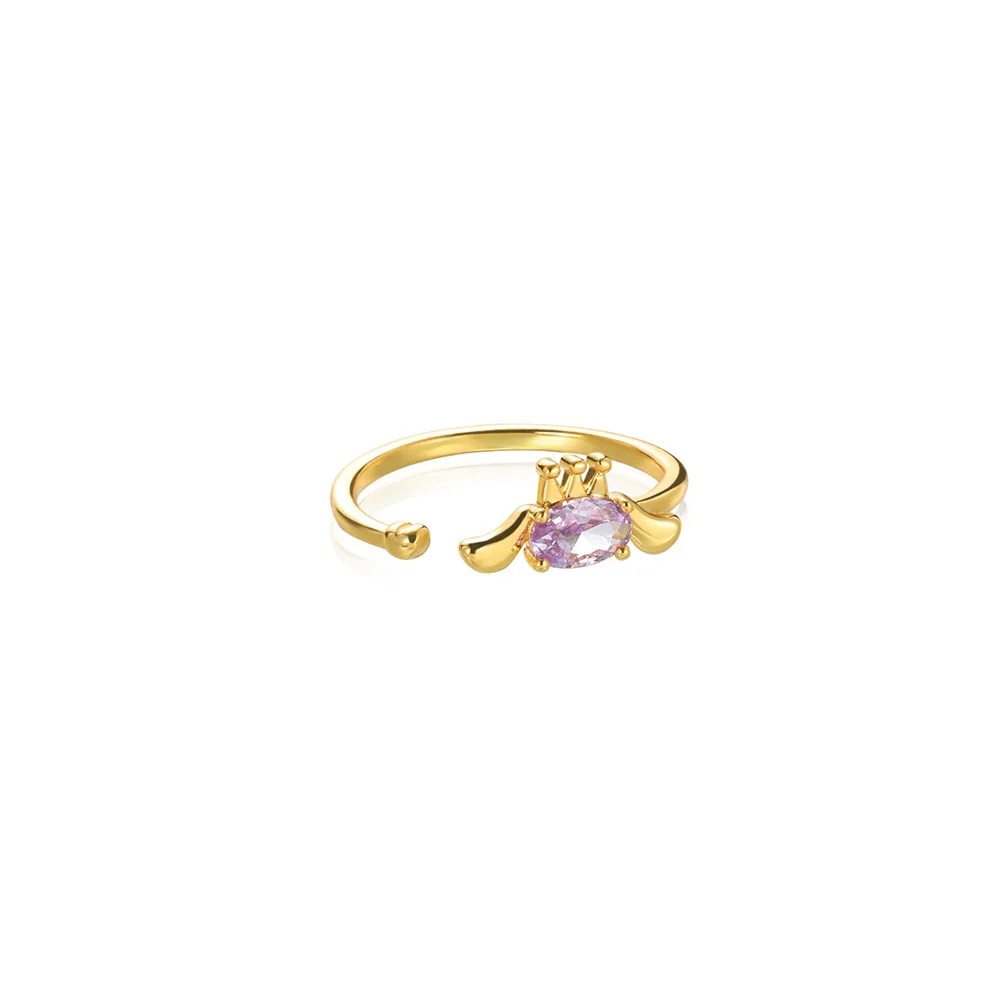 18 Karat vergoldeter Ring, ausgefallen und einzigartig, mit Diamantbesatz