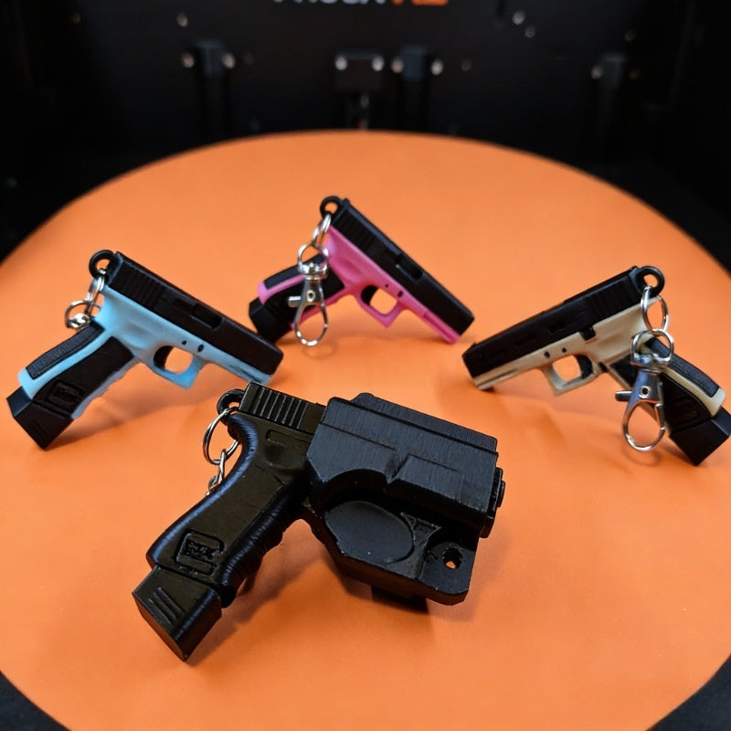 Pistol Keychain Modern Minimalist Style 3D Printed