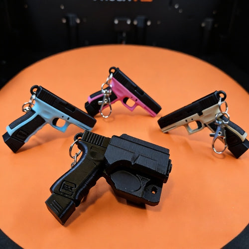 Pistol Keychain Modern Minimalist Style 3D Printed