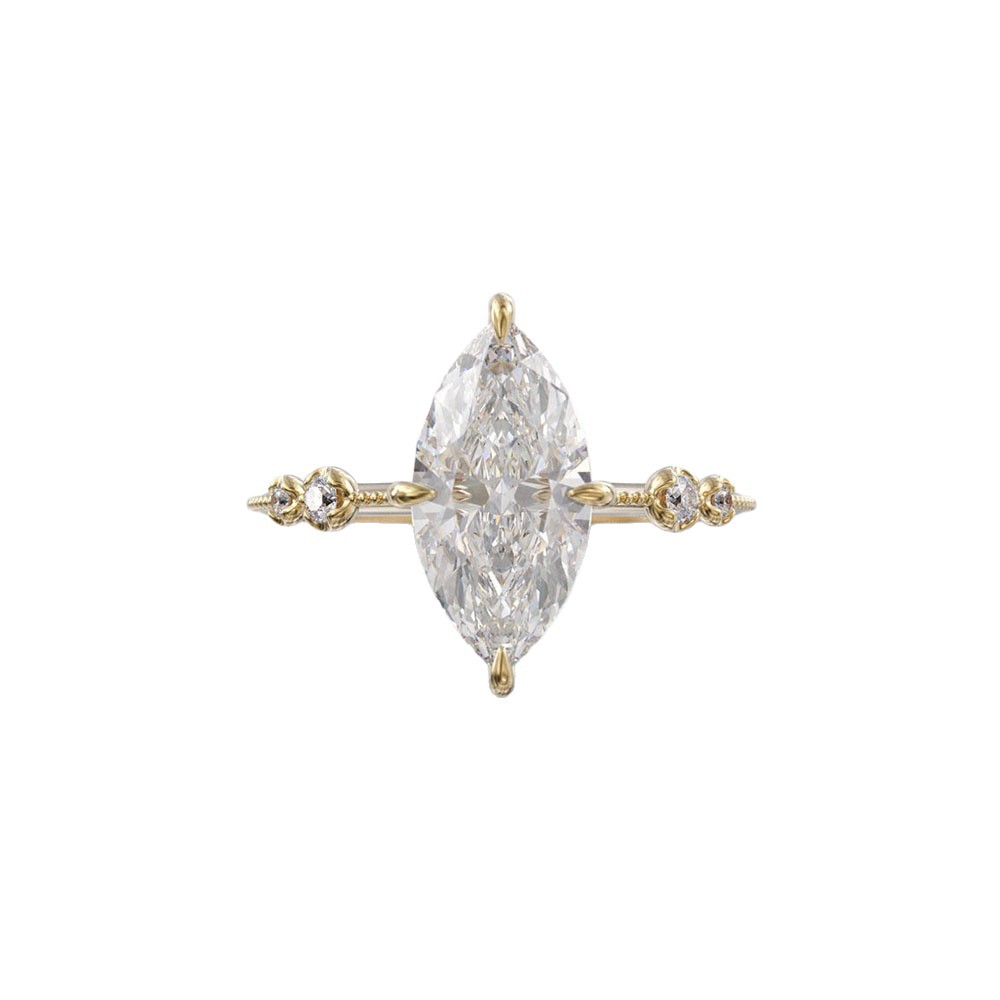 Classic Four-claw Hand-set Marquise-cut Zircon Ring For Women