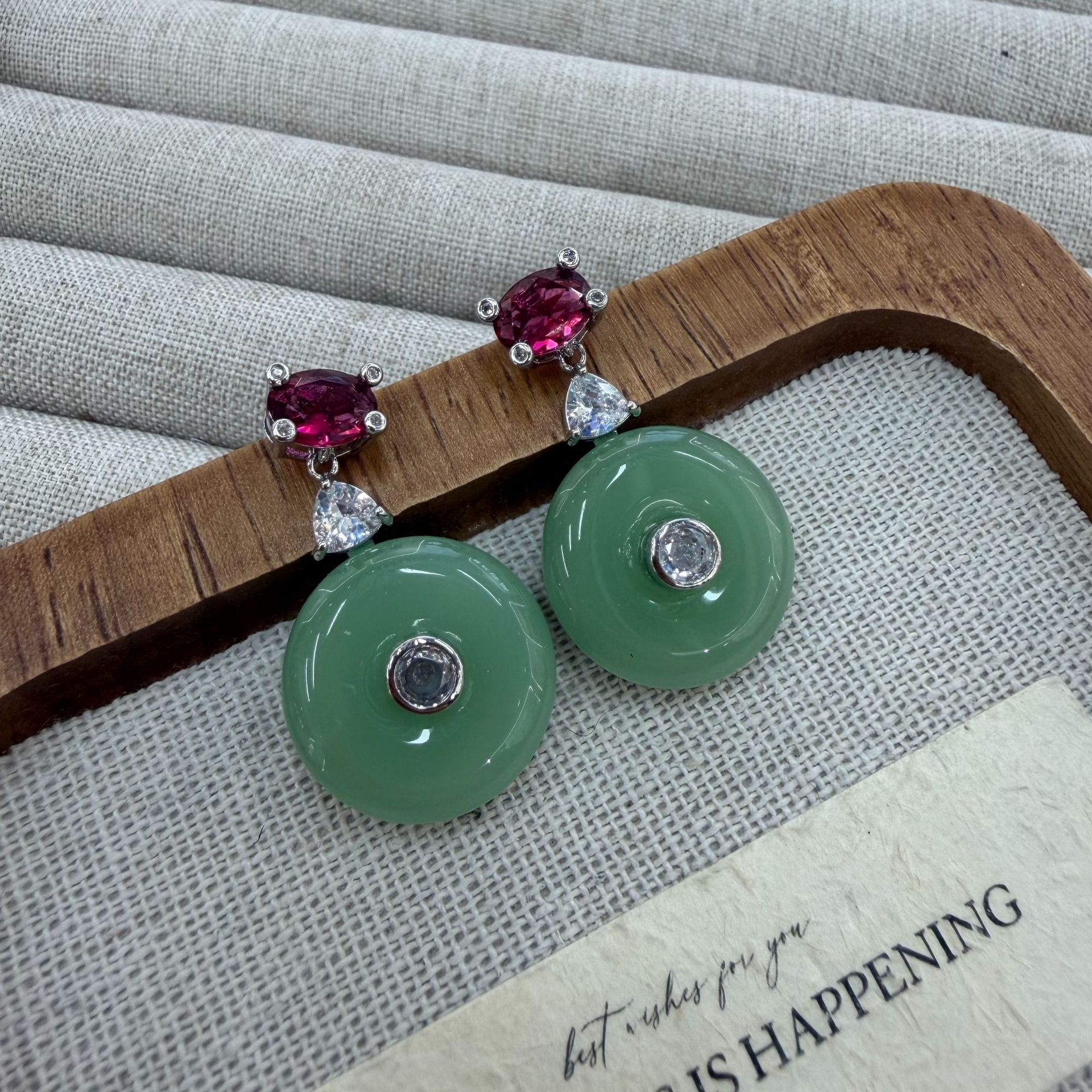 New Chinese-style Peace Pendant Traditional Chinese Style Zircon-Embellished Earrings