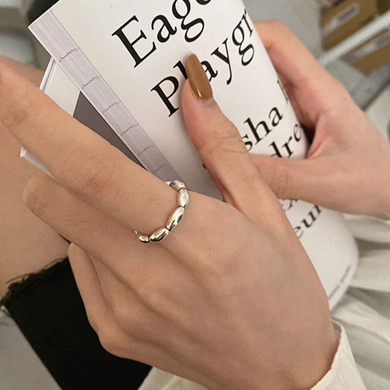 925 Sterling Silber Unregelmäßige Stapelbare Ringe für Frauen, Minimalistischer INS-Stil, Anlaufbeständig & Vielseitige Bandringe
