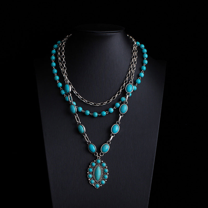 Fashionable Retro Ethnic Style Turquoise Necklace