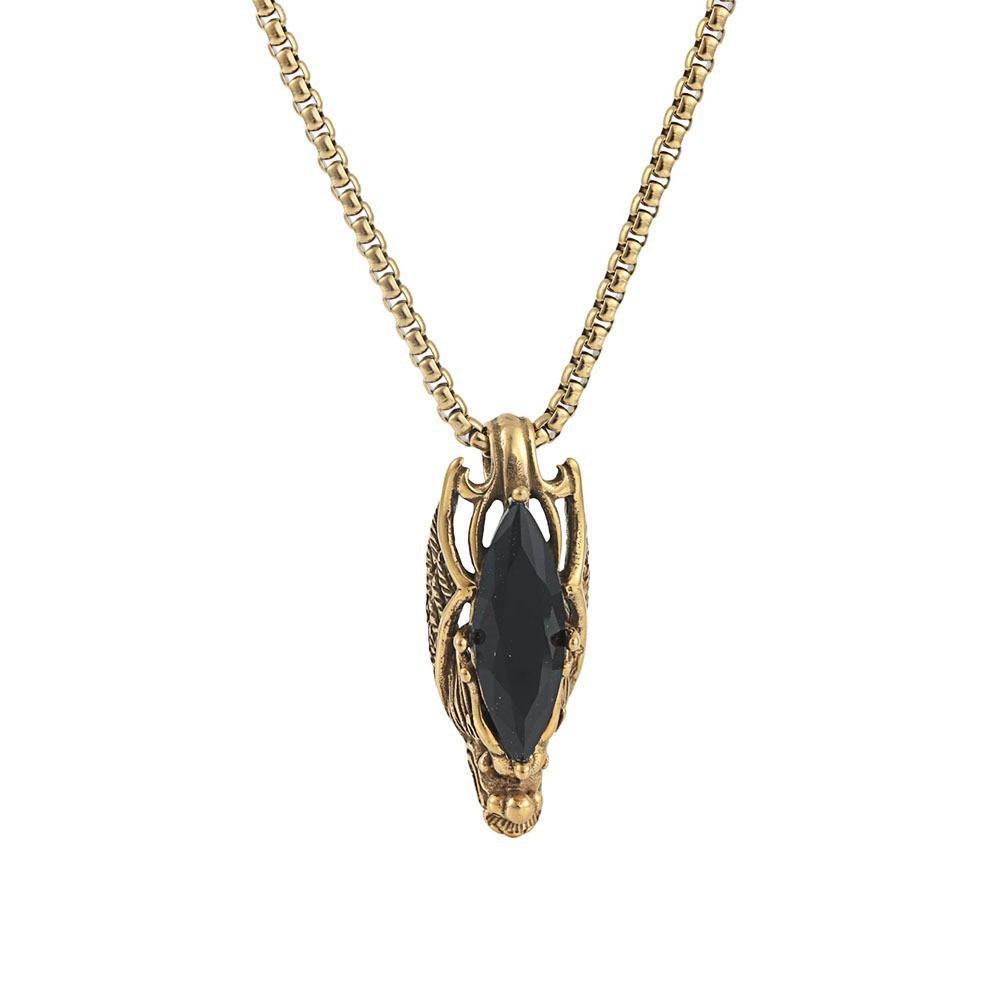 Retro Fashionable Men's Gemstone Dragon Stainless Steel Pendant