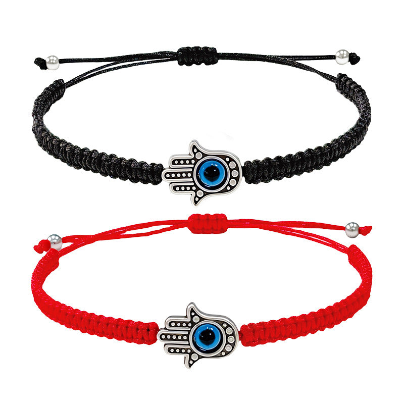 Handgestricktes Seil Glückliches Rote-Schnur-Perlenarmband