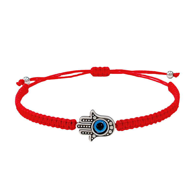 Handgestricktes Seil Glückliches Rote-Schnur-Perlenarmband