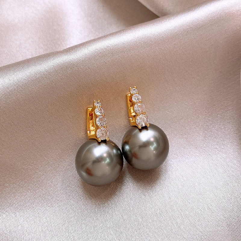 Elegante Ohrringe mit Perlenanhängern in Nude-Rosa-Emaille für Damen, zierliche, vergoldete Vintage-Ohrhänger, luxuriöser, minimalistischer Brautschmuck für den Alltag