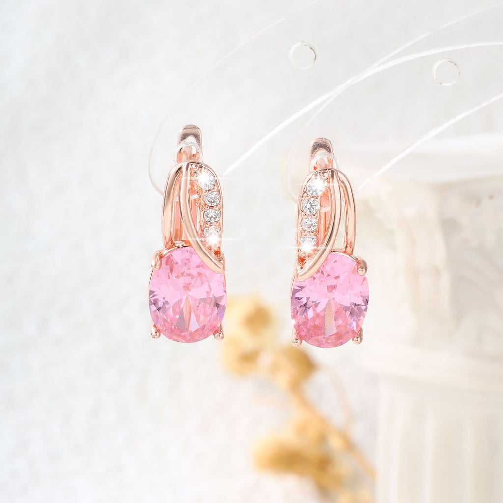 Ovale High-End-Ohrringe mit farbigem Zirkon