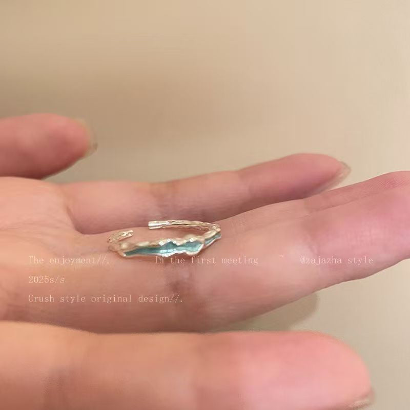 Seestern Perle Verstellbarer Offener Ring für Damen, Nische Hochwertiger Literarisch Retro Eleganter Zeigefingerschmuck