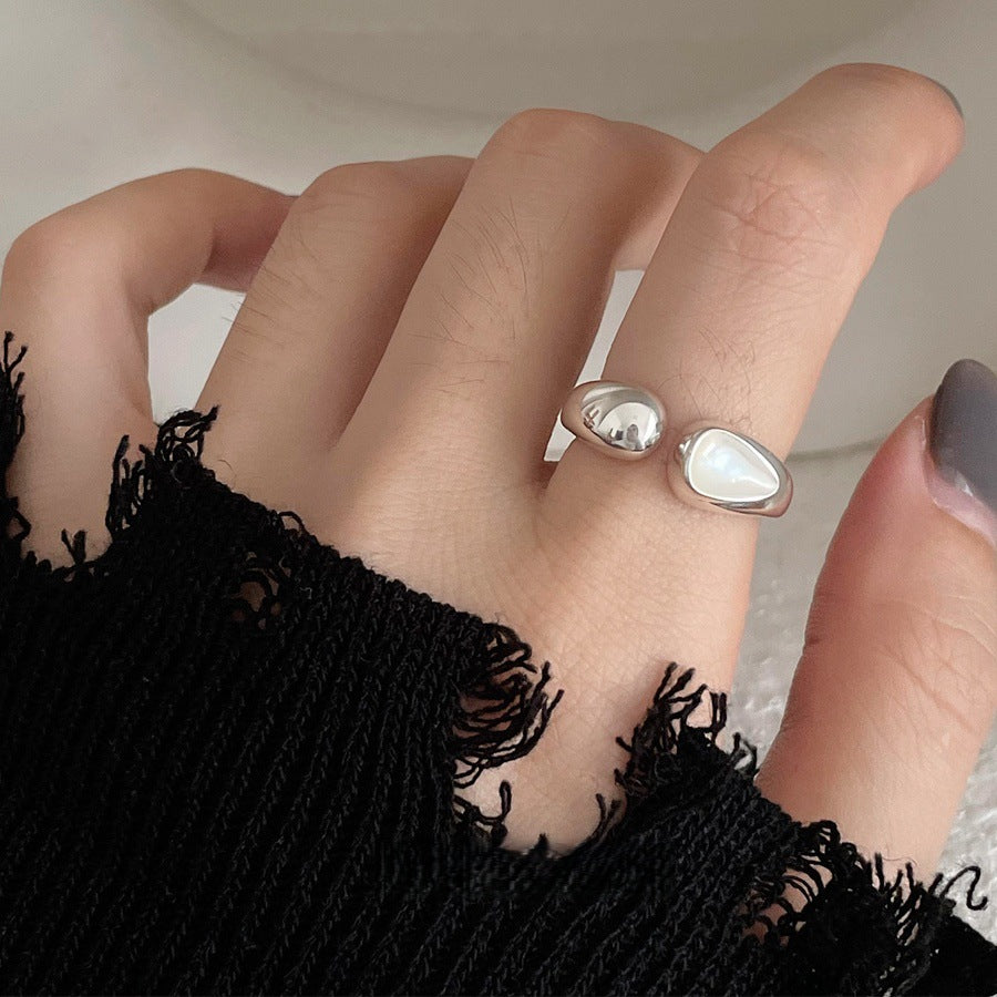Vintage S925 Silberringe für Damen, einfacher luxuriöser stilvoller Fingerschmuck