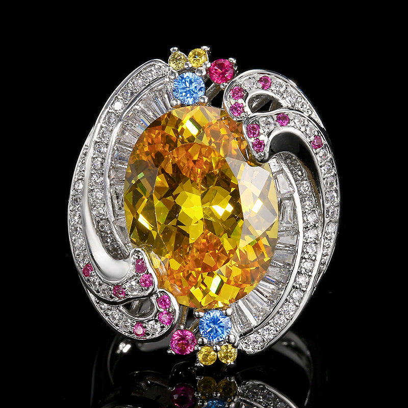 Exquisiter Ring aus Amethyst mit lila Wirbelmuster, Regenbogen-Edelstein-Cocktailring für Damen