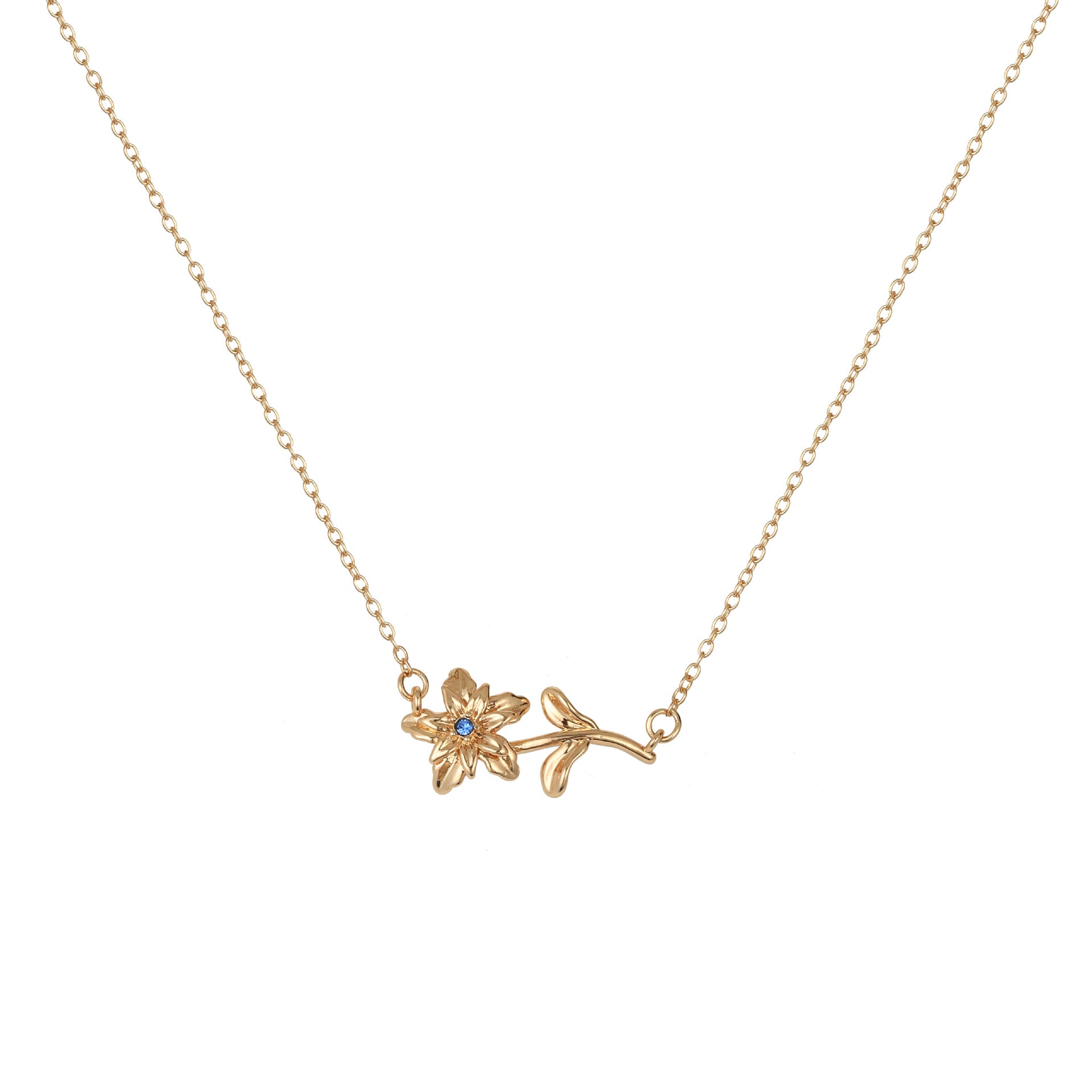 Three-dimensional Decoration Flower Pendant Necklace Gold-plated Sweater Chain