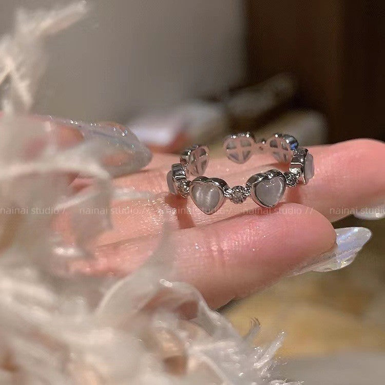 Einzigartiger Herz Dorn Katzenaugen Zirkon Ring für Damen, Süßer Kühler Fashion Vielseitiger Band