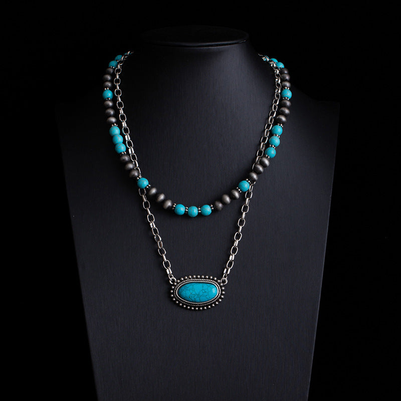 Fashionable Retro Ethnic Style Turquoise Necklace