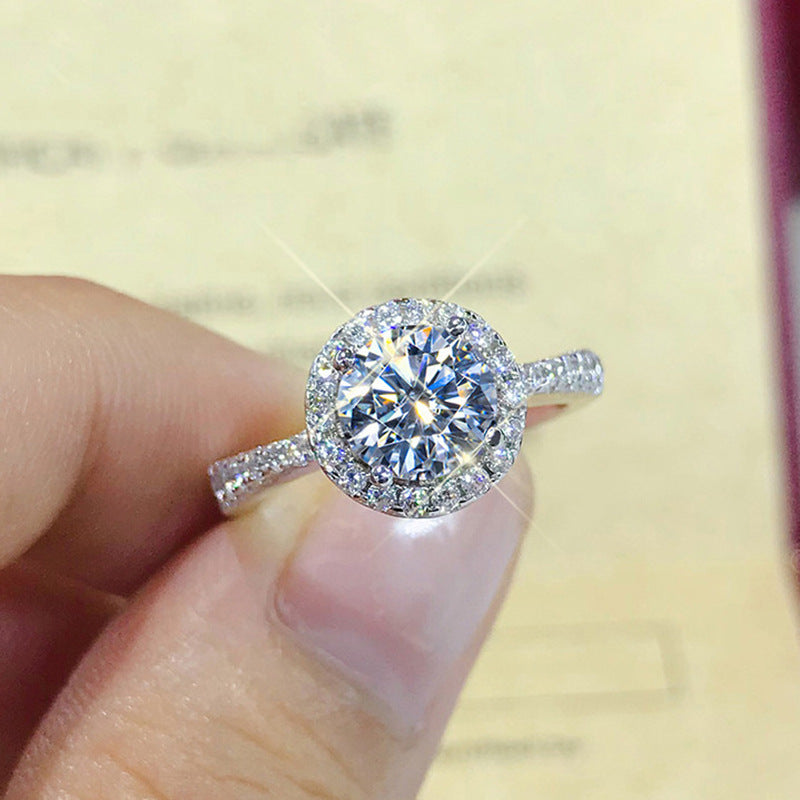 New Simulated Moissanite Ring For Women, INS Style Cluster Zircon Adjustable Band