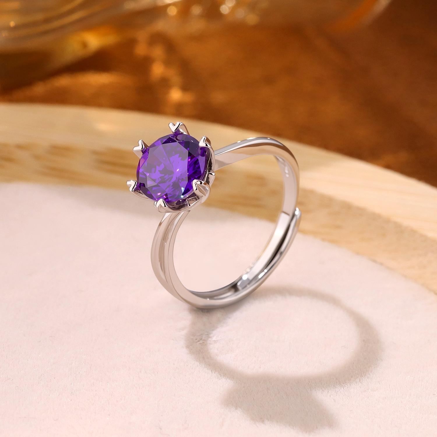 Schlichter und vielseitiger 2-Karat Designer Ring mit sechs Krallen und gedrehter Fassung für Damen