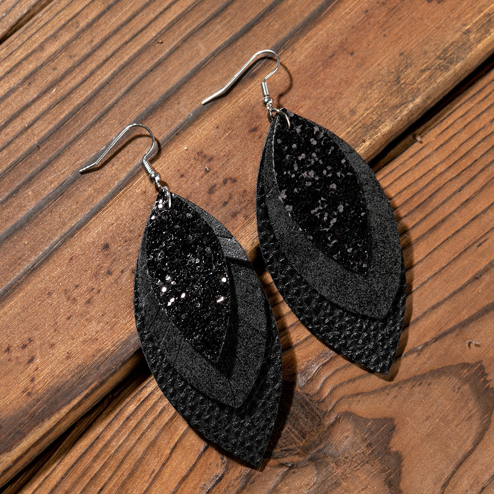 Fashionable Leather Multi-Layer Earrings In A Cartoon Style