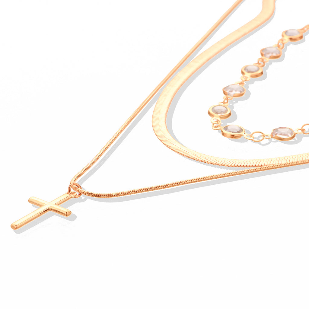 Fashion Rhinestone Necklace Cross Pendant Necklace For Women