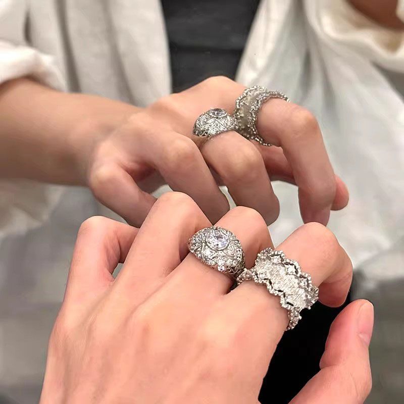 Vintage Starburst Ring For Women, Luxury Unique High-End Elegant Index Finger Band