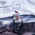 Vintage Silver Snake Ring With Red Zircon, Gothic Adjustable Coiled Serpent Statement Ring For Women
