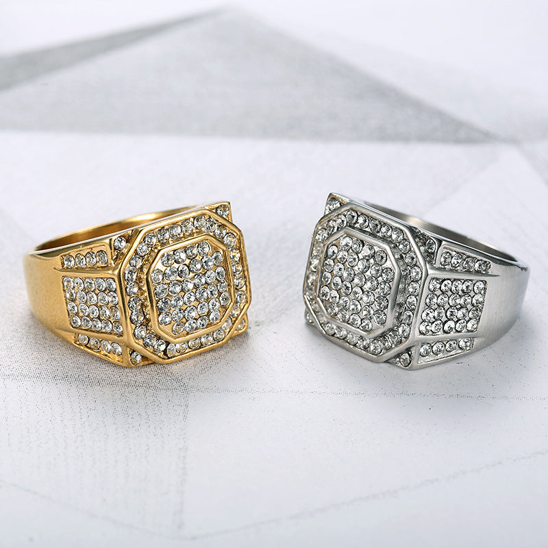 Full-Crystal Luxury Hip-Hop Men's Ring