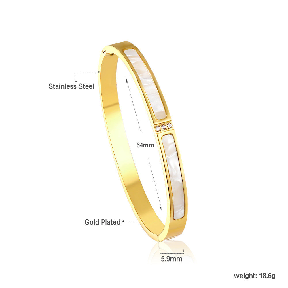 Gold-plated Stainless Steel White Shell Jewelry