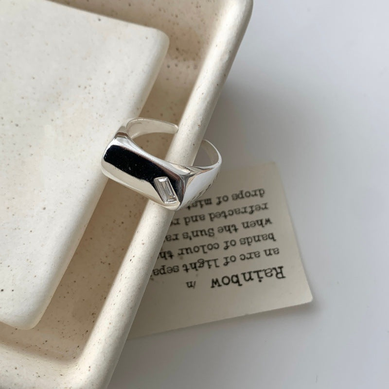Geometrischer rechteckiger Ring für Damen, Vintage minimalistischer schlichter Ring, einzigartiger High-End offener verstellbarer Zeigefingerring