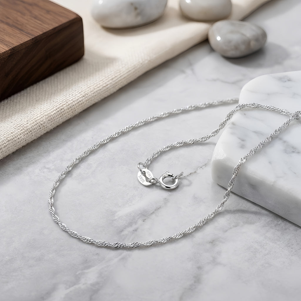 925 Sterling Silver Italian Craftsmanship Sterling  Rope Chain Necklace - Classic Elegance Meets Timeless Design