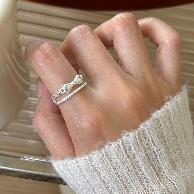 Minimalistische unregelmäßige 925er Silberringe für Damen, INS Fashion Einfacher schlichter Bandring, Anlaufschutz Alltagsschmuck
