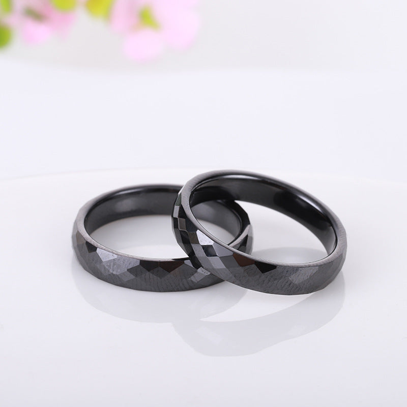 Facettierter Keramikring mit Rhombus für Herren