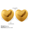 European And American Minimalist Glossy Heart-shaped Stainless Steel Earrings For Women. Light Luxury Minimalist Style. Exaggerated Heart-shaped Earrings. Versatile Accessories.