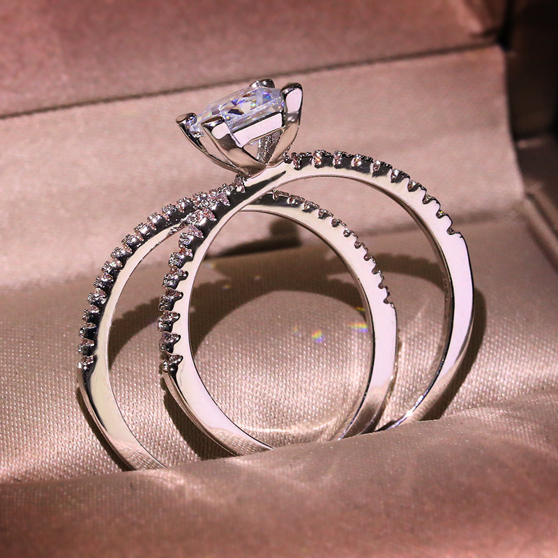 Beliebter weißer Zirkon-Ring-Set Schmuckring
