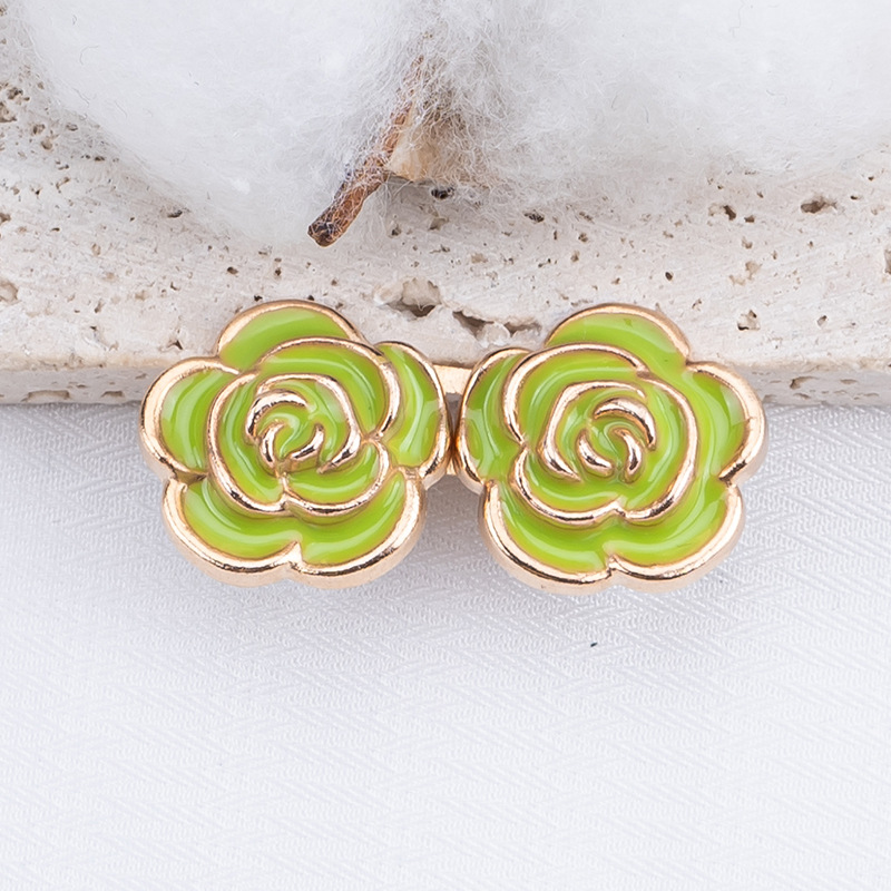 Nail-free rose waist buckle-fluorescent green-alloy-1 pair
