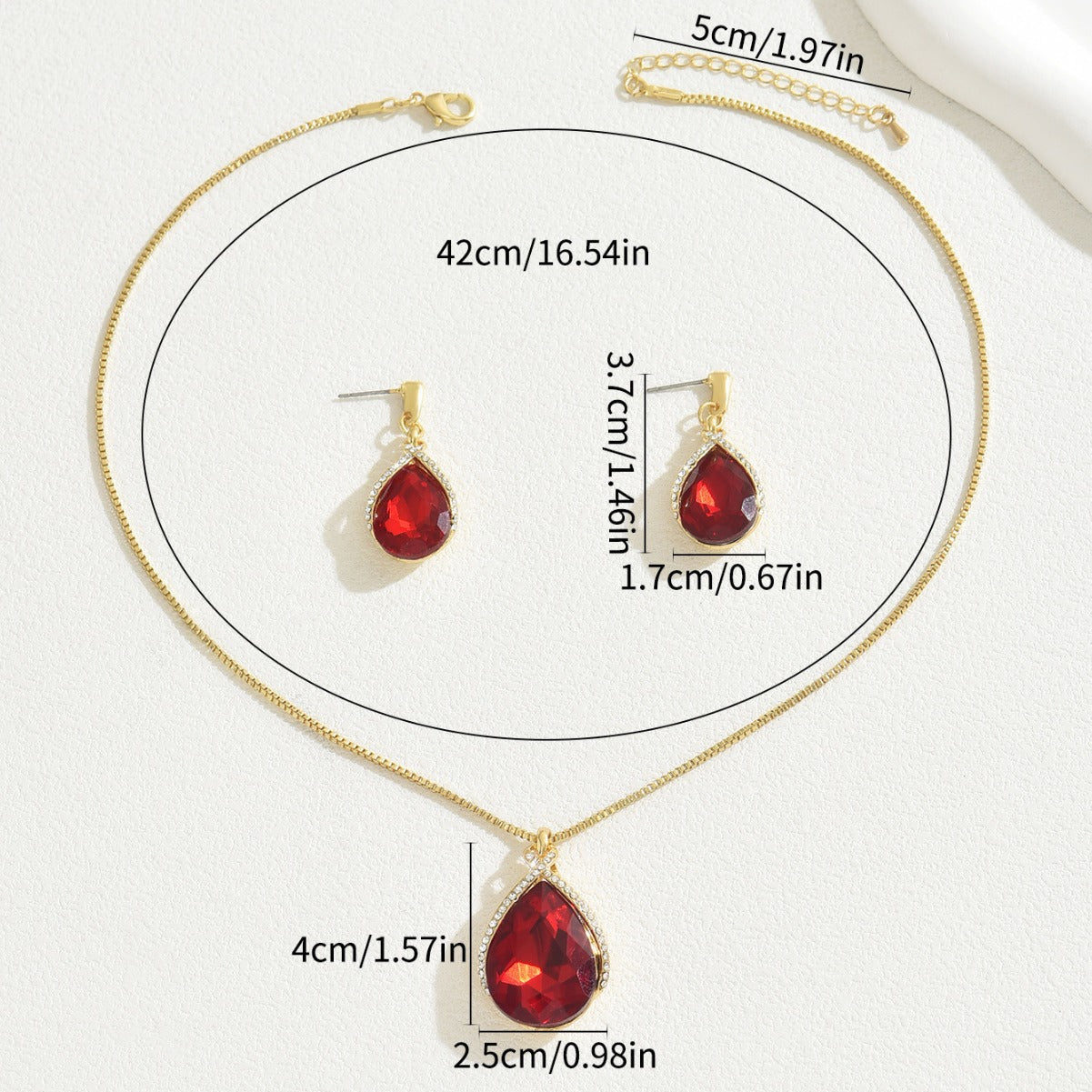 INS Geometric Sweet Japanese-Korean Style Womens Necklace And Earrings Set