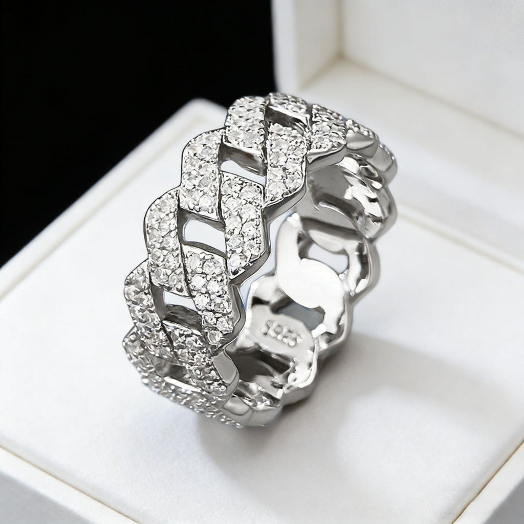 S925 Silver Ring Clasp With Cubic Zirconia Quadrilateral Shape