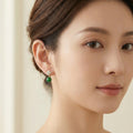 925 Sterling Silver Elegant Clover Motif Earrings with Shimmering Accents and Vibrant Green Drops