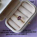 French Vintage Olive Purple Zircon Open Ring, Elegant Light Luxury Niche High-End Jewelry For Women