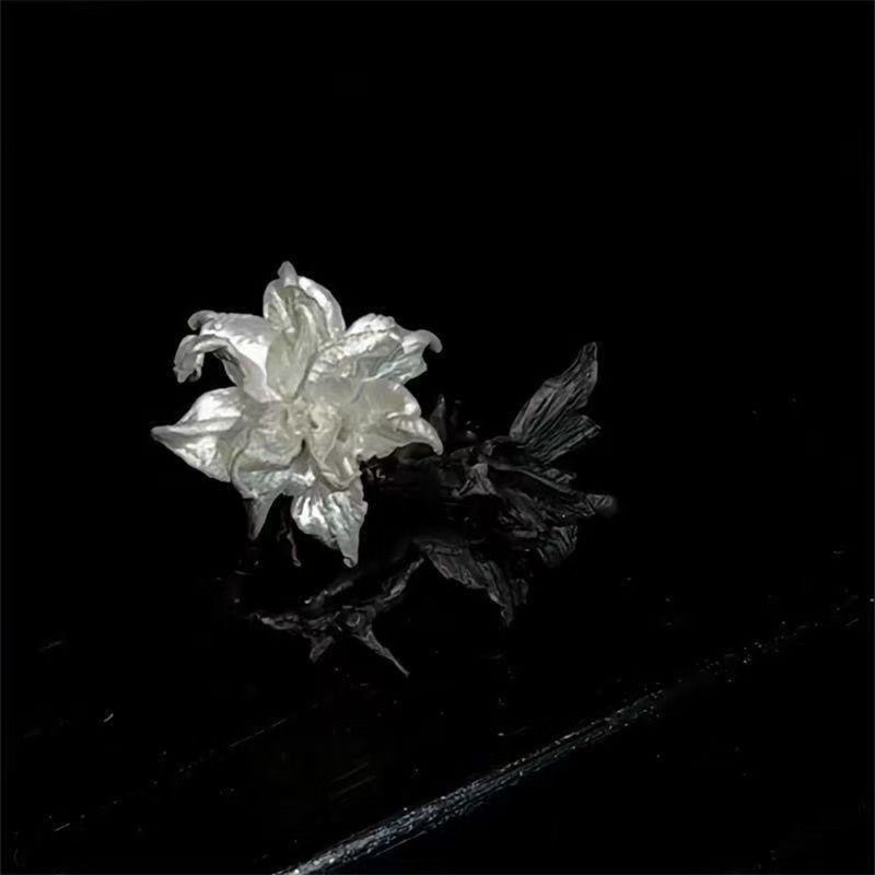 Schwarz-Weiß Mandala-Blumenring, Nischendesign, Cooler Stil Wechselnde Farbe Pinky Ring